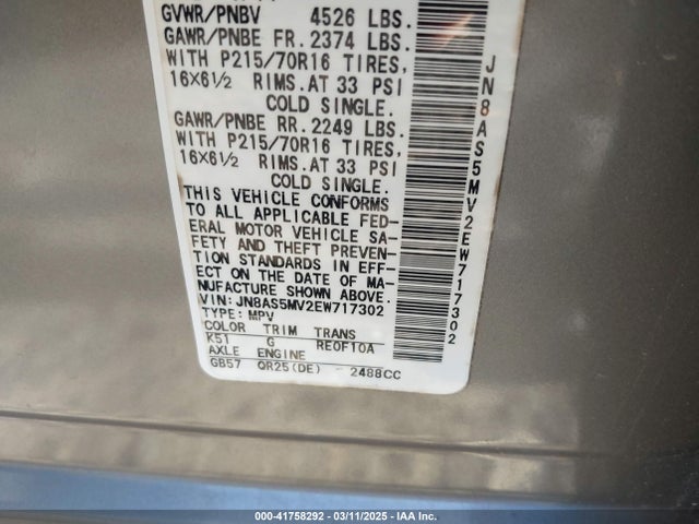 Nissan Rogue Select S 2014 JN8AS5MV2EW717302 Image 9