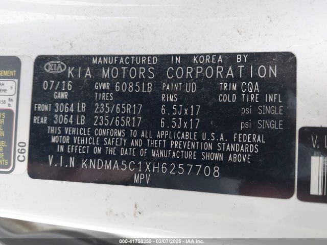 KNDMA5C1XH6257708 KIA Sedona L