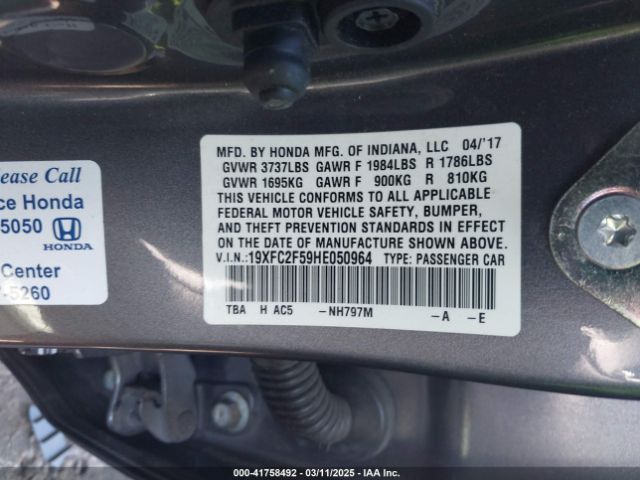 19XFC2F59HE050964 Honda Civic Lx
