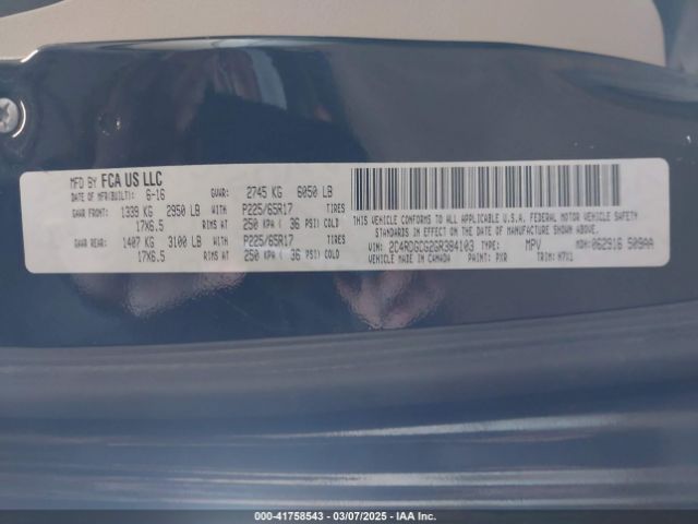2C4RDGCG2GR384103 Dodge Grand Caravan Sxt