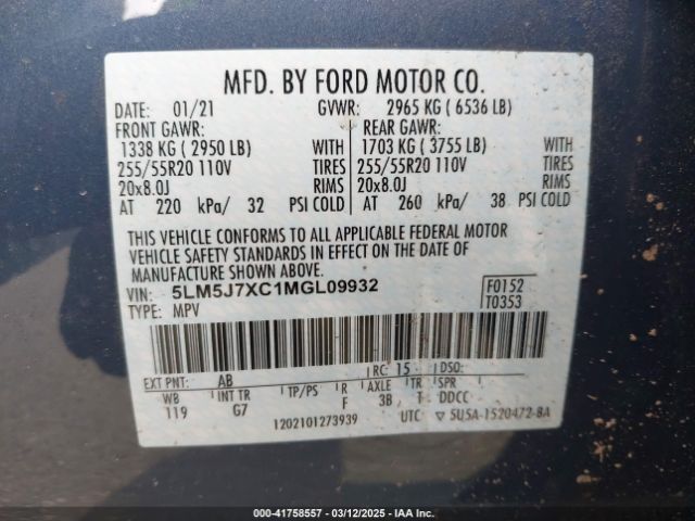 5LM5J7XC1MGL09932 Lincoln Aviator Reserve