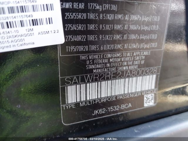 SALWR2RE2JA800328 Land Rover Range Rover Sport Supercharged/supercharged Dynamic