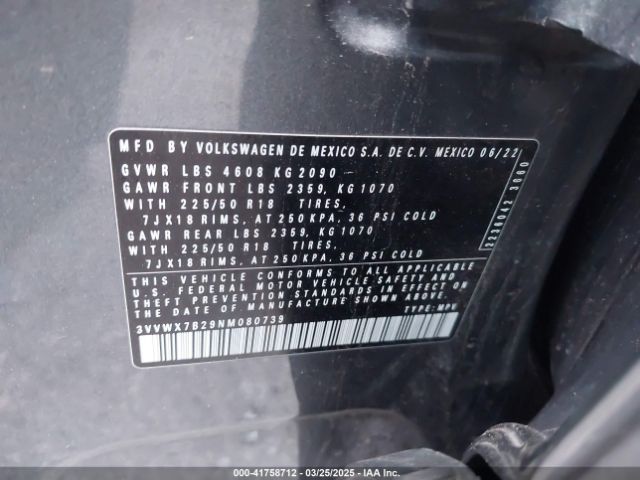 3VVWX7B29NM080739 Volkswagen Taos 1.5t Se