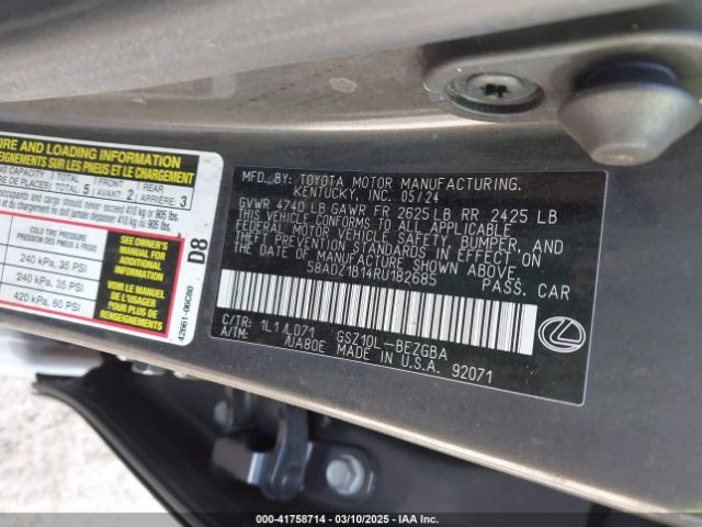 58ADZ1B14RU182685 Lexus ES 350