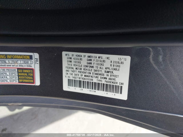 1HGCT1B7XGA005586 Honda ACCORD EX