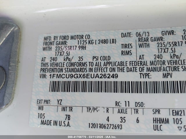 1FMCU9GX6EUA26249 Ford ESCAPE SE