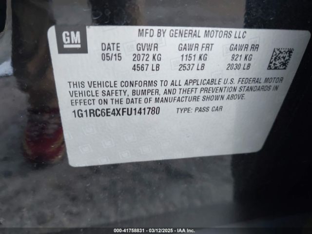 1G1RC6E4XFU141780 Chevrolet Volt