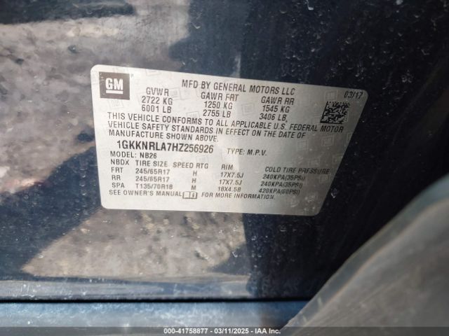 1GKKNRLA7HZ256926 GMC Acadia Sle-1