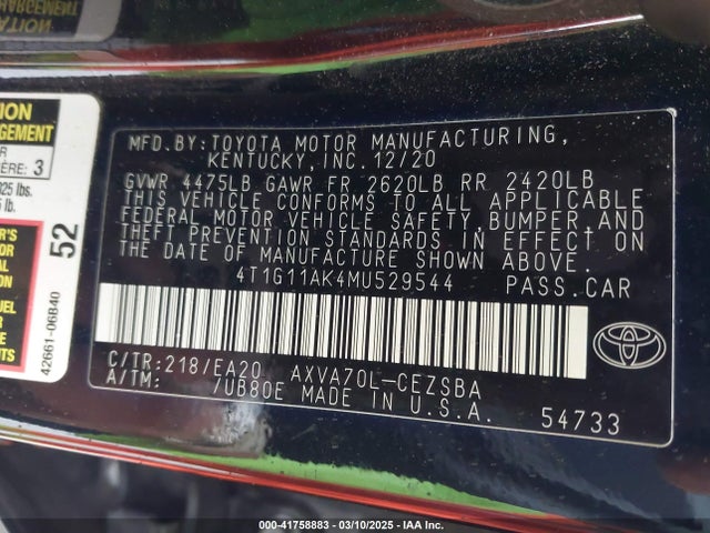 4T1G11AK4MU529544 Toyota CAMRY SE