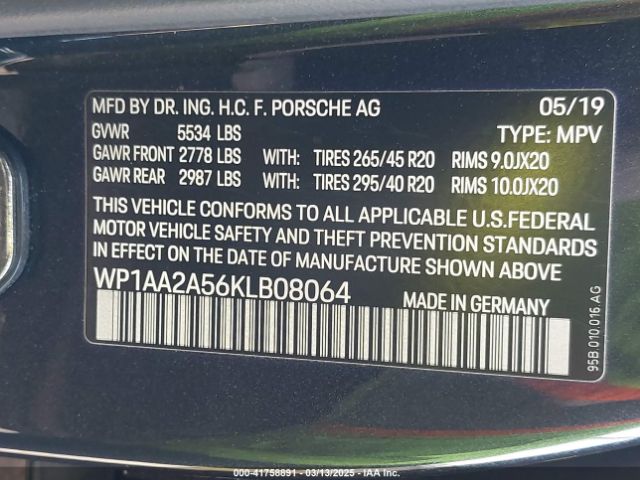 2019 PORSCHE MACAN WP1AA2A56KLB08064 Photo 8