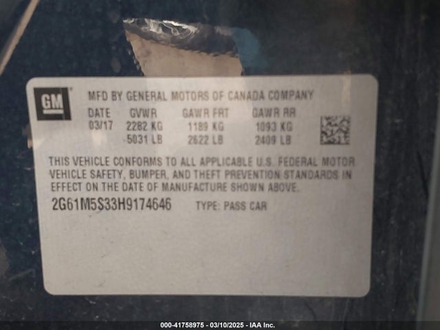 2017 CADILLAC XTS 2G61M5S33H9174646 Photo 8