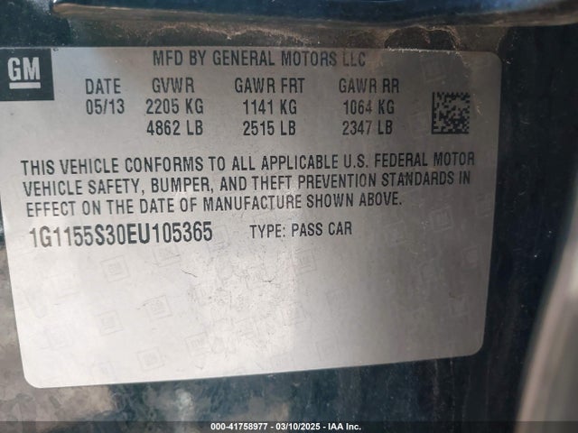 1G1155S30EU105365 Chevrolet IMPALA 2LZ