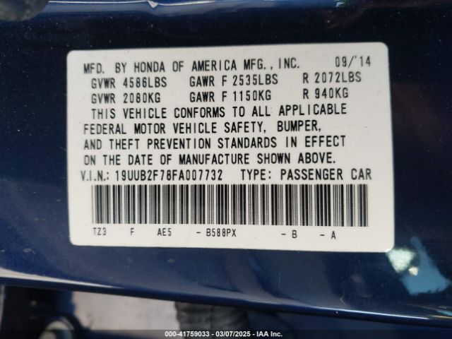2015 ACURA TLX 19UUB2F78FA007732 Photo 8