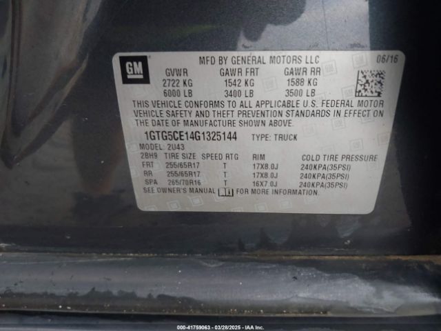 1GTG5CE14G1325144 GMC CANYON SLE