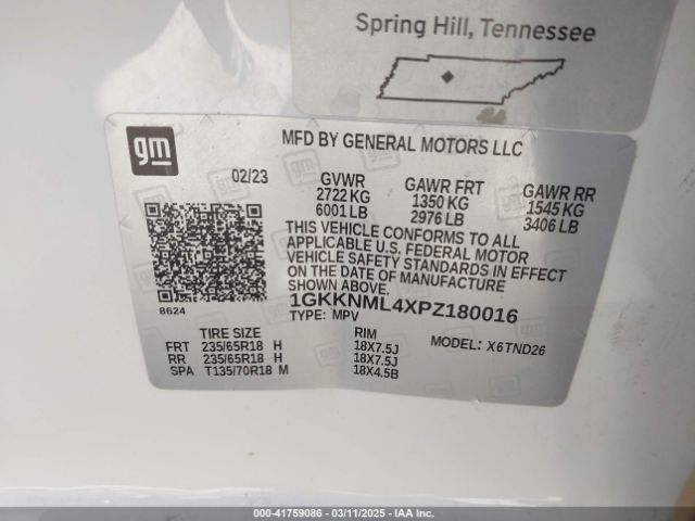 1GKKNML4XPZ180016 GMC Acadia Fwd Slt