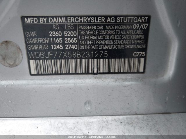2008 MERCEDES-BENZ E 63 AMG WDBUF77X58B231275 Photo 8