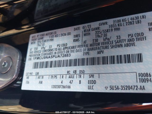 1FMCU9NA5PUA72883 Ford Escape St-line Select