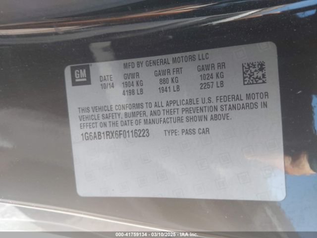 1G6AB1RX6F0116223 Cadillac ATS LUXURY