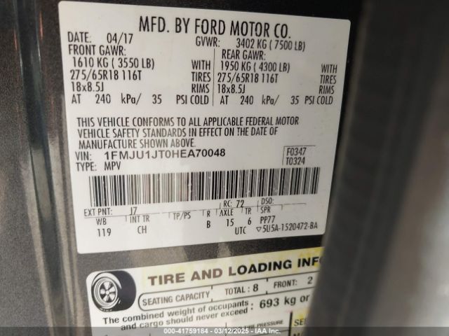 1FMJU1JT0HEA70048 Ford Expedition Xlt