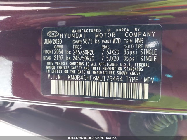 KM8R4DHE6MU179464 Hyundai Palisade Sel