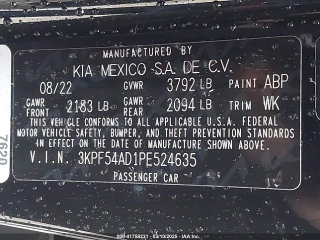 3KPF54AD1PE524635 KIA Forte Gt-line