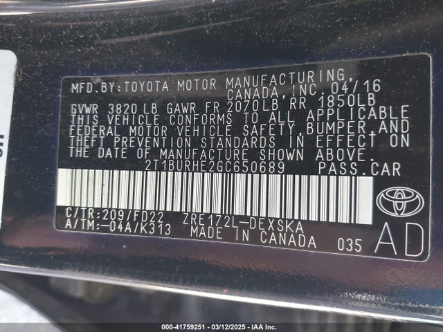 Toyota Corolla S Plus 2016 2T1BURHE2GC650689 Image 9