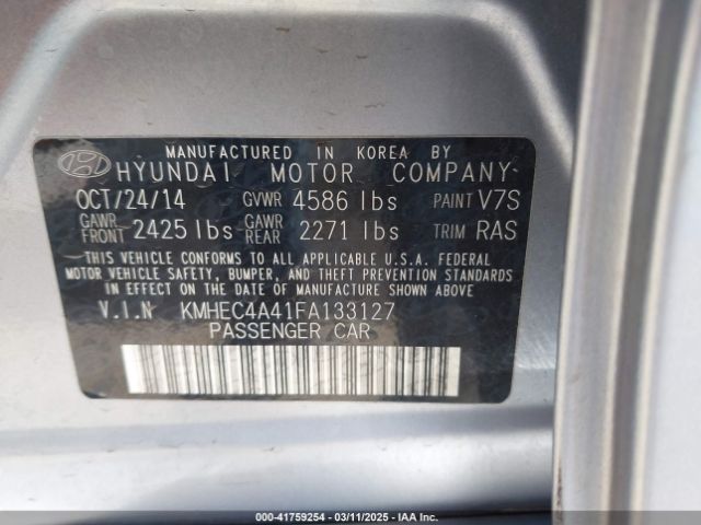 KMHEC4A41FA133127 Hyundai SONATA HYBRID