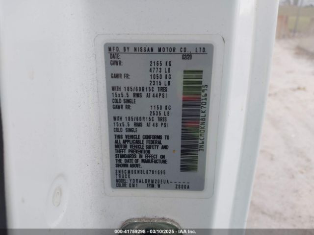 3N6CM0KN8LK701695 Nissan Nv200  Cargo S Xtronic Cvt