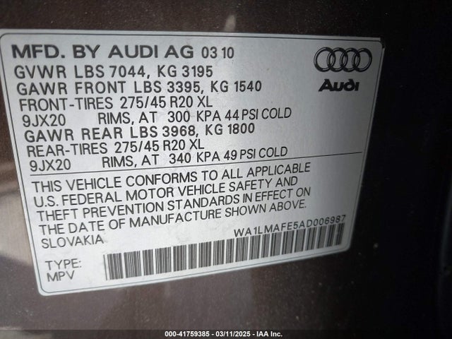 2010 AUDI Q7 WA1LMAFE5AD006987 Photo 8
