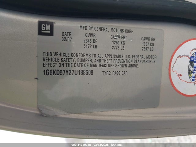 2007 CADILLAC DTS 1G6KD57Y37U188508 Photo 8