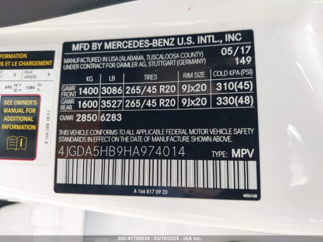 4JGDA5HB9HA974014 Mercedes-Benz Gle 350 4matic