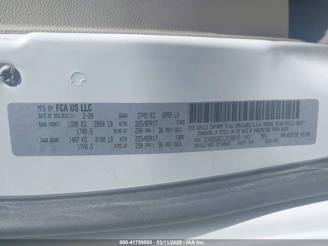 2C4RDGBG1LR198242 Dodge Grand Caravan Se