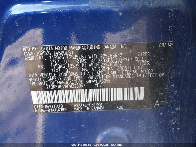 Toyota Rav4 Xle 2014 2T3RFREV8EW223047 Image 9