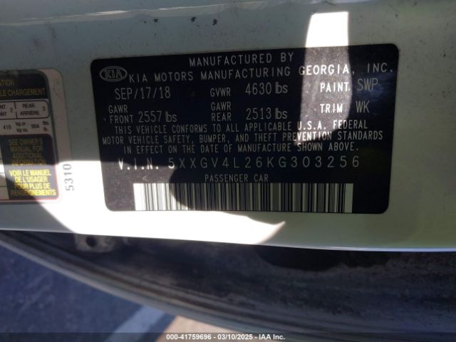 2019 KIA OPTIMA 5XXGV4L26KG303256 Photo 8