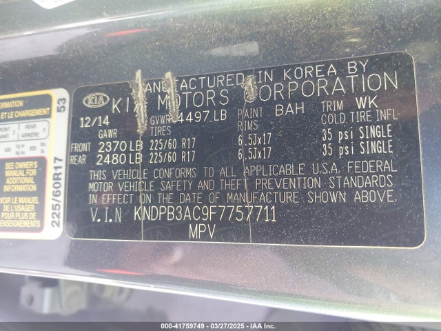 KNDPB3AC9F7757711 KIA Sportage Lx