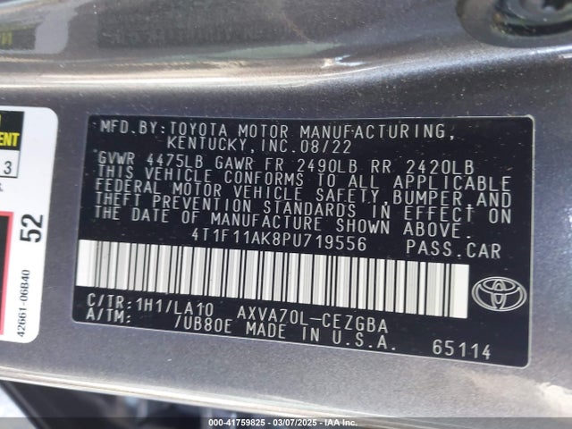 4T1F11AK8PU719556 Toyota CAMRY XLE