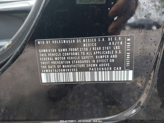 3VWD67AJ3GM382352 Volkswagen Jetta 1.4t Se