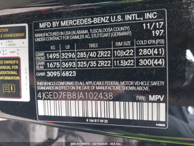 4JGED7FB8JA102438 Mercedes-Benz Amg Gle 63 Coupe S 4matic