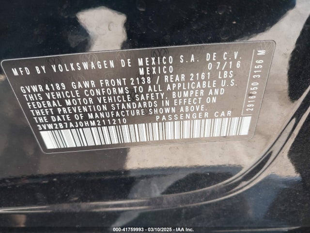 3VW2B7AJ0HM211210 Volkswagen Jetta 1.4t S
