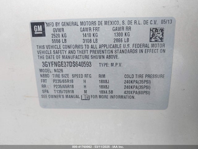 2013 CADILLAC SRX 3GYFNGE37DS640593 Photo 8