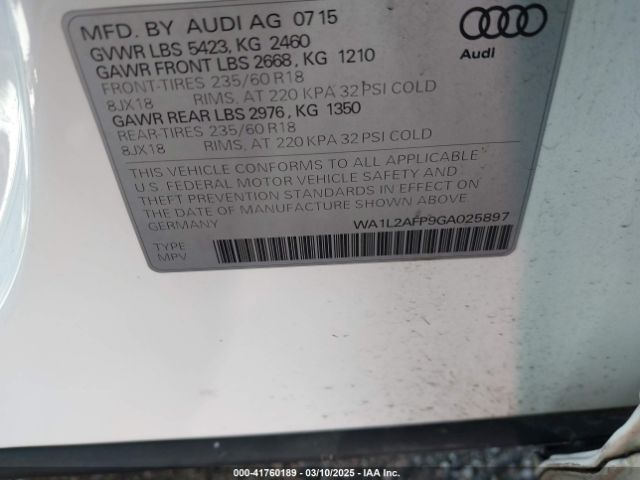 WA1L2AFP9GA025897 Audi Q5 2.0t Premium