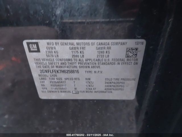 2GNFLFEK7H6258816 Chevrolet EQUINOX LT