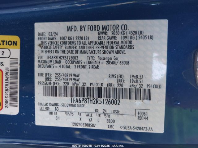 1FA6P8TH2R5126002 Ford Mustang Ecoboost Premium Fastback