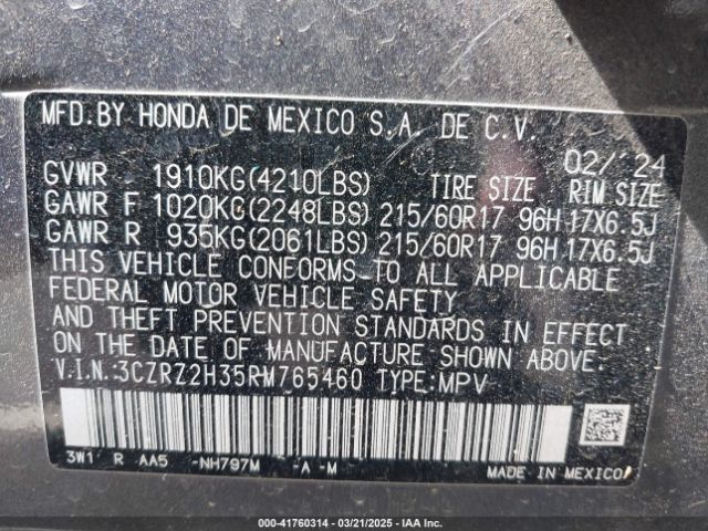 2024 HONDA HR-V 3CZRZ2H35RM765460 Photo 8