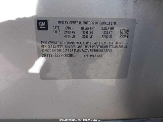 2G11Y5SL2E9202040 Chevrolet Impala 1ls