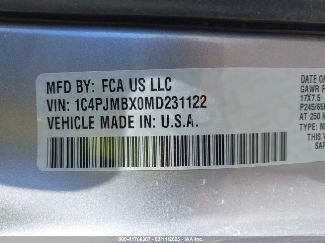 1C4PJMBX0MD231122 Jeep Cherokee Trailhawk 4x4