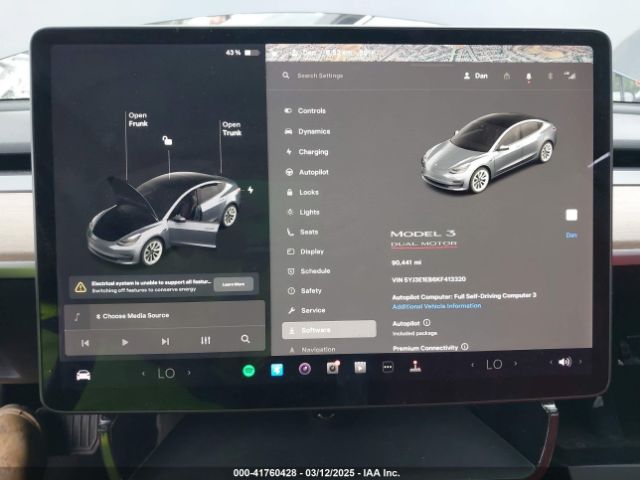 5YJ3E1EB6KF413320 Tesla Model 3 Long Range/performance