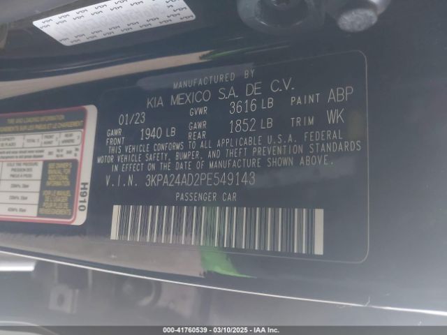 3KPA24AD2PE549143 KIA RIO S
