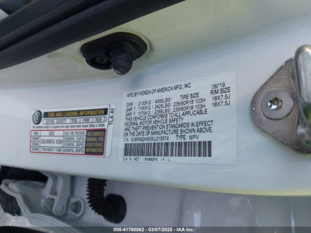5J6RW2H5XKL015974 Honda CR-V EX