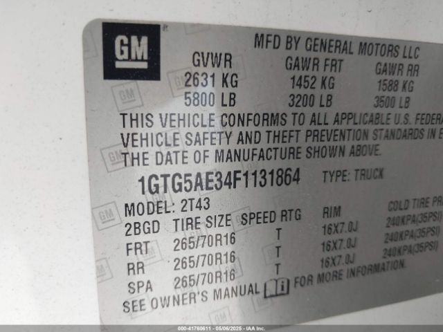 1GTG5AE34F1131864 GMC Canyon